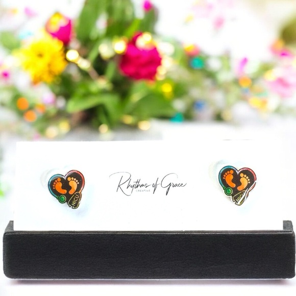 Sweet Hearts for Tiny Fighters: NICU Stud Earrings! ❤️ NWT Medical Staff Studs - Picture 3 of 4